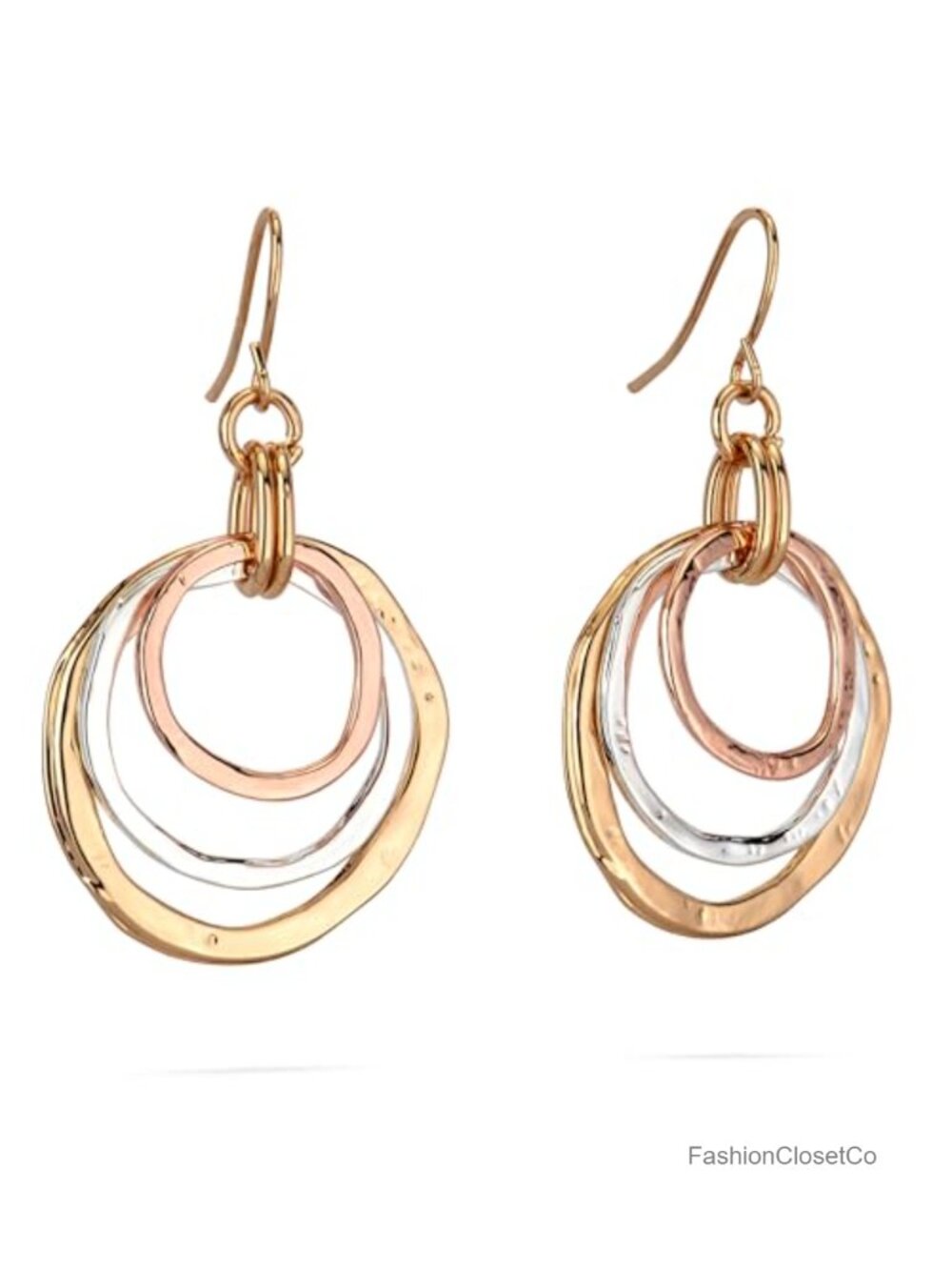 Handmade Dangle Earrings Women Hammered Brass Copper 2in